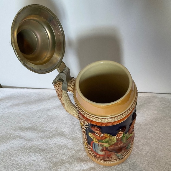 Vintage GERZ W. GERMANY 20 oz Stoneware Beer Stein with Pewter Lid - Picture 10 of 16